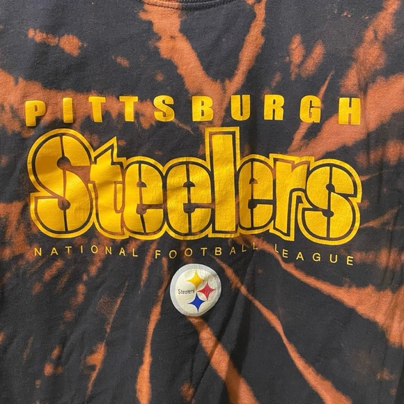 Men’s XL NFL Pittsburgh Steelers Spell Out Upcycled Bleached Tie Dye Shirt - Picture 2 of 10